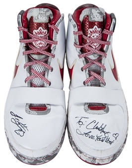 2008-09 LeBron James Game Used and Signed Photo Matched White and Red Nike Sneakers used on 03/21/2009 (MeiGray & PSA/DNA)